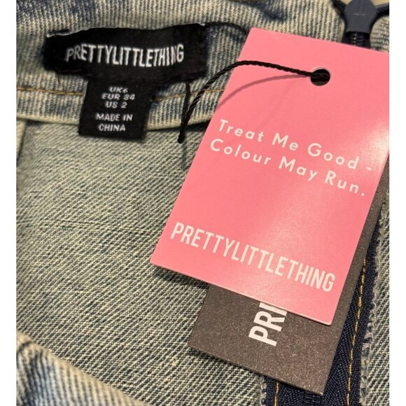 Pretty Little Things Women's Wrap Over Mini Vintage Wash Skirt Size 2 NWT - Picture 7 of 8